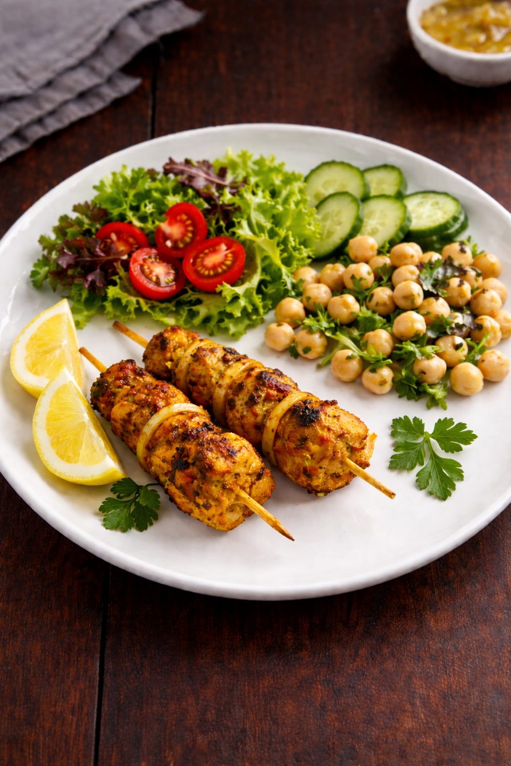 Grilled chicken with fresh sides