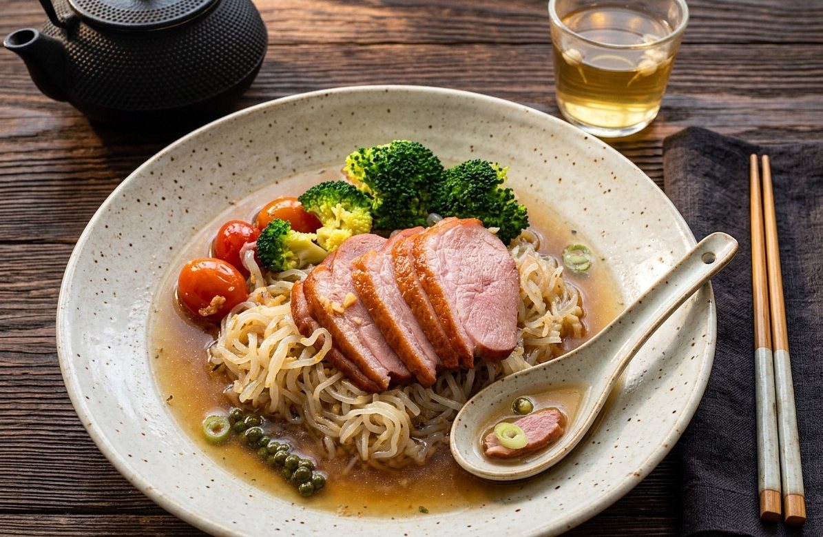 Low carb Chinese duck noodles in soup