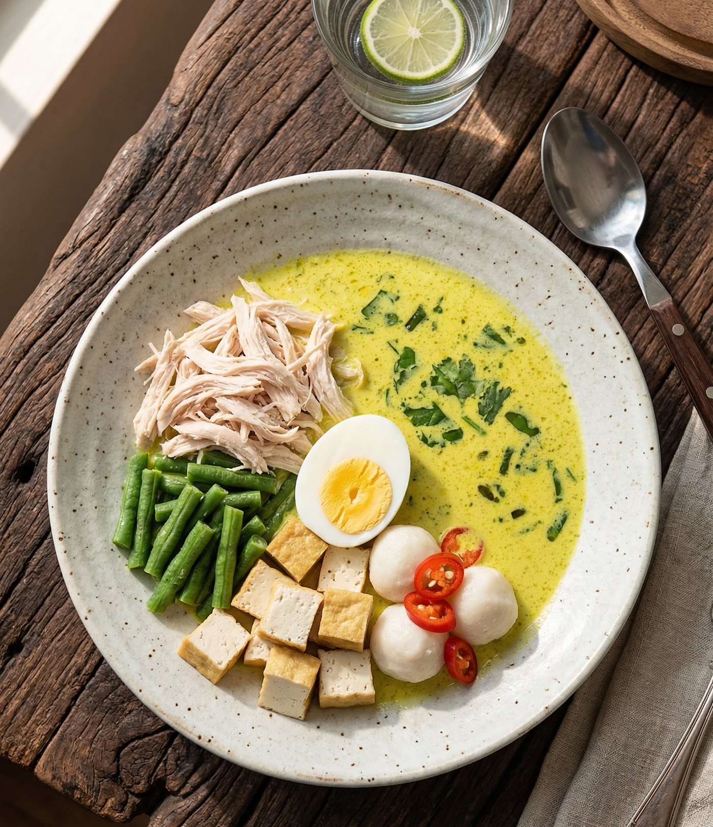 Keto lontong with coconut gravy